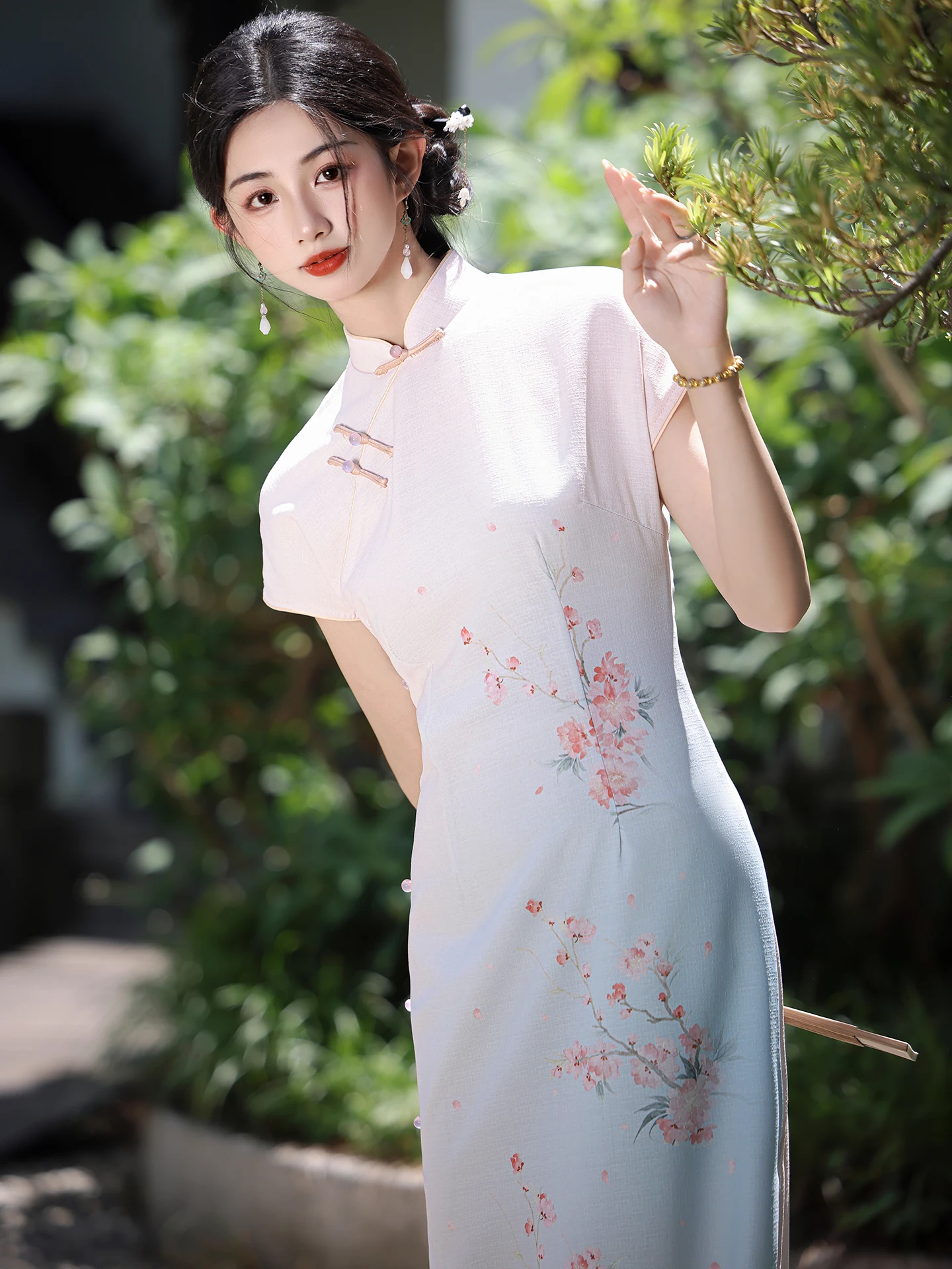 

Новое китайское зимнее платье Ele Pink: двухслойное, из шелка и полиэстера, винтажное, длинное, Qiansi