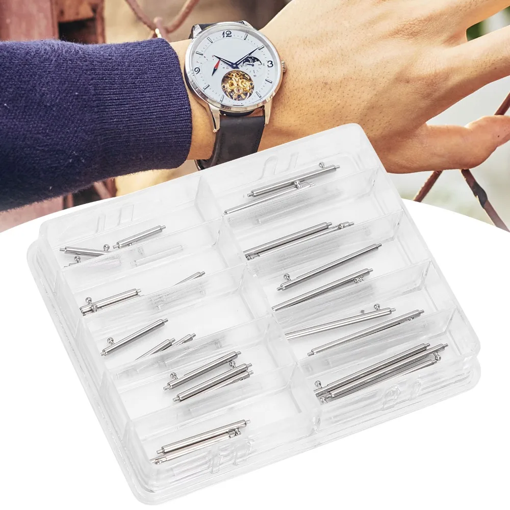 Versatile Silver Spring Bar Set Stainless Steel Multiple Sizes Watch Strap Pins Watchband Spring Bar Link Replacement