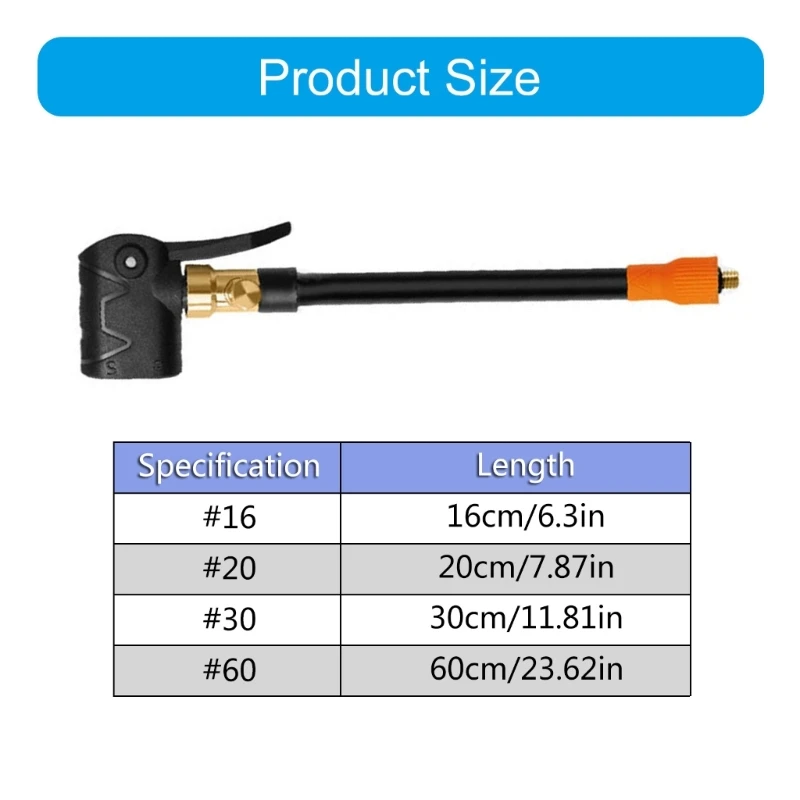 16/20/30/60cm Tire Extension Tube Quick Connect Tire Chuck Hose Tire Inflator Pump Hose with Air Chuck Adapter