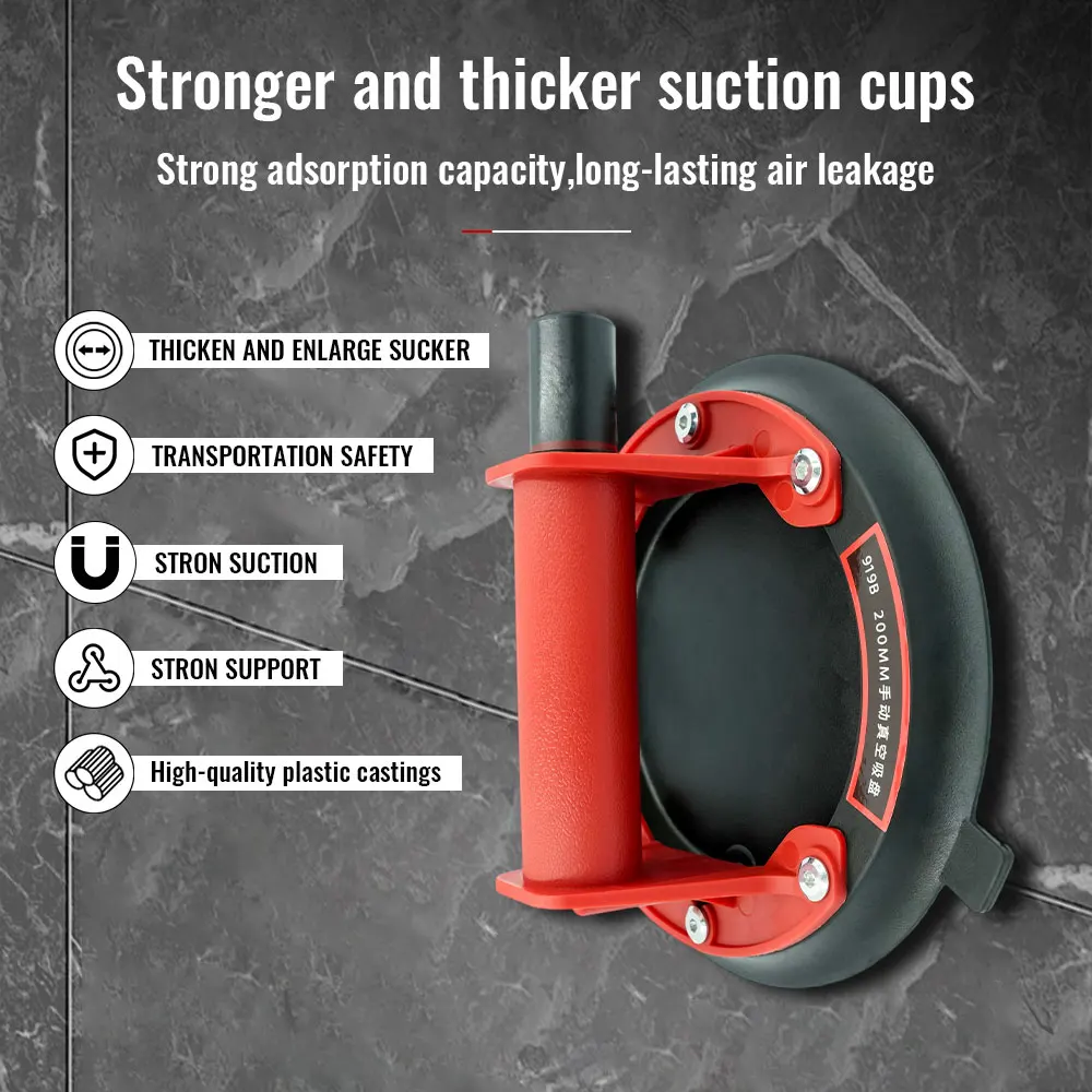Ventouse sous vide de 8 pouces, capacité de transport de 200kg, extracteur d'aspiration robuste pour carrelage, outils de levage de sol en verre, 1 pièce, 2 pièces