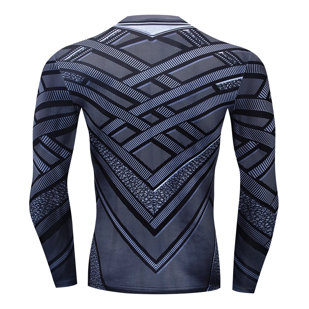 Men Compression Running T shirt For Men Black Panther Long Sleeve Sportswear Bodybuilding Workout Shirt Slim Fit Fitness Clothes