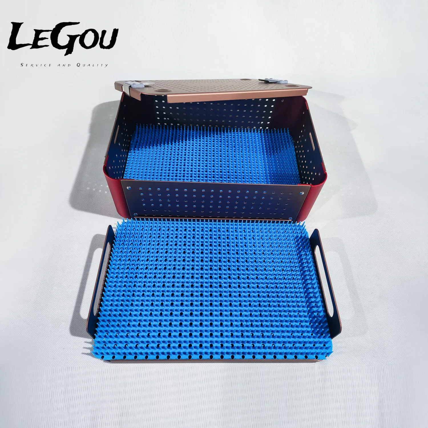 LeGou Professional Aluminum Alloy Sterilization Container Micro Box for Surgical Instruments 300*200*90 mm