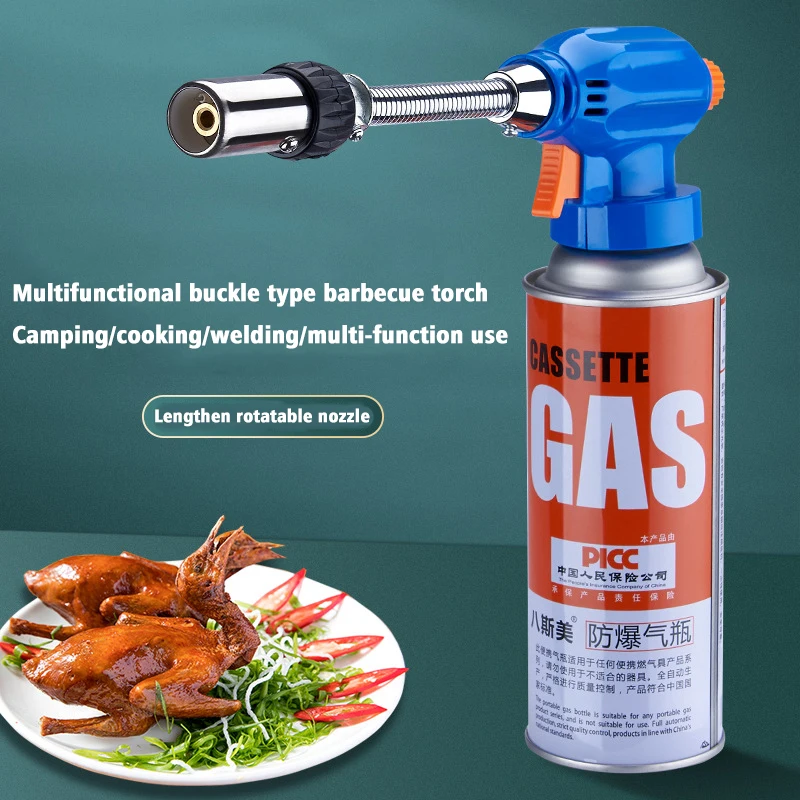 

New Soft Fire Cassette Gas Tank Torch Hose Adjustment Torch Kitchen Baking Igniter Outdoor Barbecue Igniter air Tank Not Include