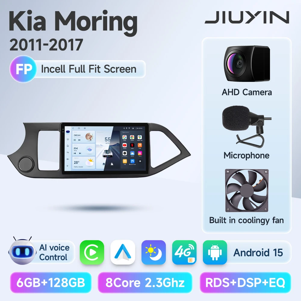 JIUYIN Android 15 Carplay Autoradio Multimidia Video Speler Voor KIA PICANTO Ochtend 2011-2016 Navigatie GPS IPS Head Unit