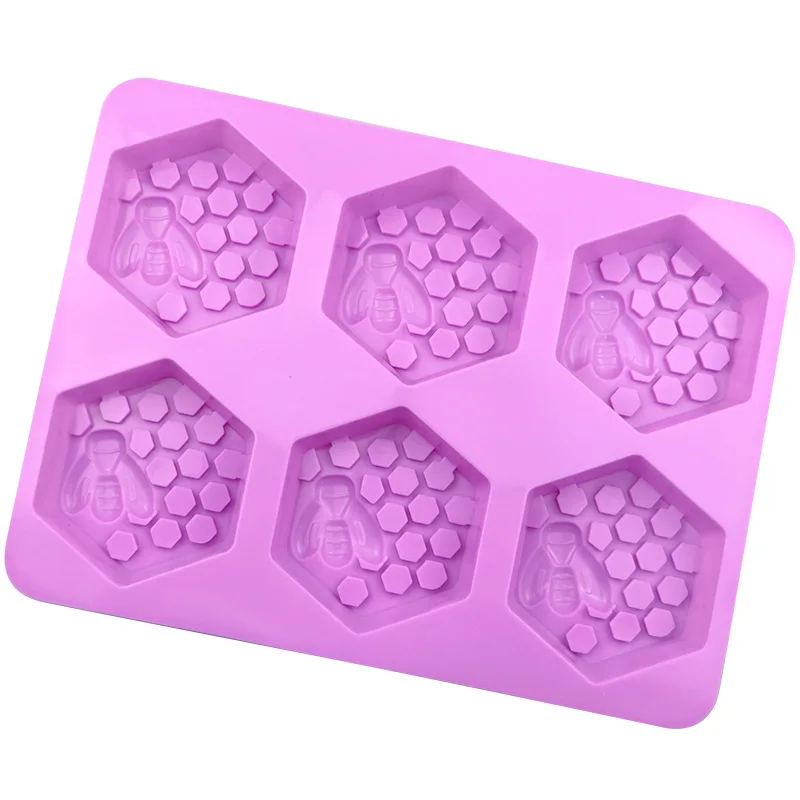 3D Handmade Soap Silicone Mold 6-Piece Bee Shape Silicone Mold DIY Handmade Soap Mold Homemade Honeycomb DIY Cake Mold