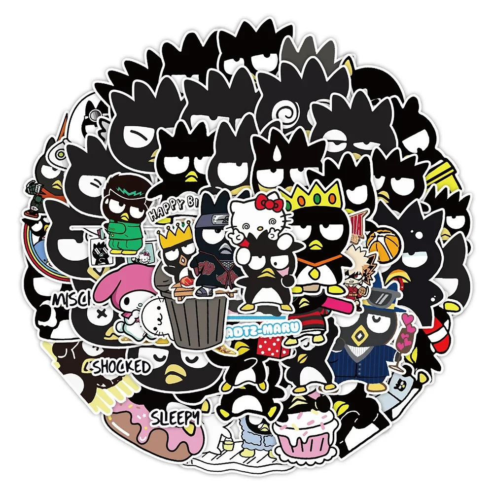50PCS Anime Bad Badtz Maru Graffiti Stickers Cute Sanrio Decal Diary DIY Guitar Laptop Phone Suitcase Bike Decals Kids Toy Gift