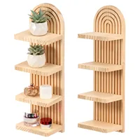 3-tier Wooden Wall Shelves Boho Arch Floating Shelf Storage Boho Rustic Flowerpot Holder Vase Display Stand Home Decor Rack
