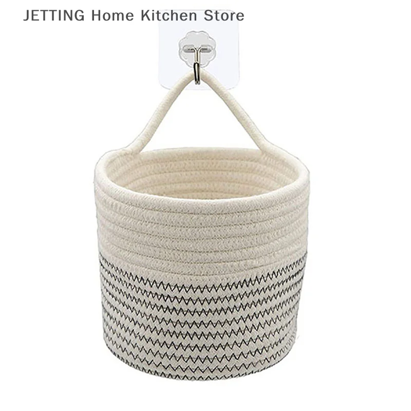 Cotton Rope Basket - Fern Plant Wall Hanging Basket, Cotton Rope Basket, Key Storage Basket, White