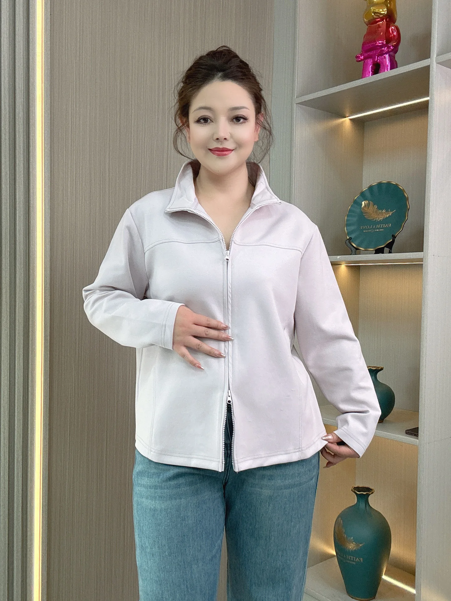 

Весна 2026: Женская толстовка на молнии больших размеров, свободный повседневный кардиган, универсальный утягивающий топ с завышенной талией в корейском стиле