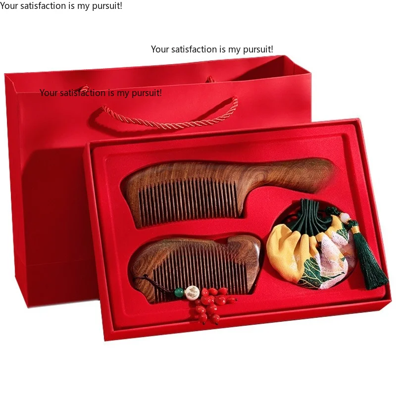 Sandalwood comb gift box for Women's Day & new term, elegant practical gift for female teachers