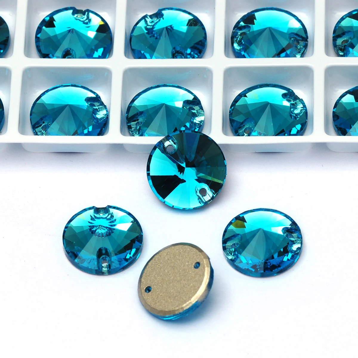PUBRILEX Großhandel Glas K9 Rivoli Runde Kanten mit Facetten zum Aufnähen Strasssteine in Allen Farben für DIY Kleidung, Kleider und Bekleidung – Detail 6
