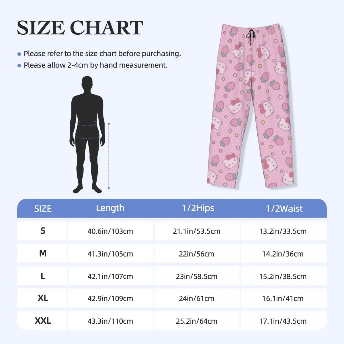 Pantalon de pyjama personnalisé avec nœud rose pour homme, Anime animé, Hello Kitty, Lounge Sleep, vêtements de nuit commandés, bas avec poches