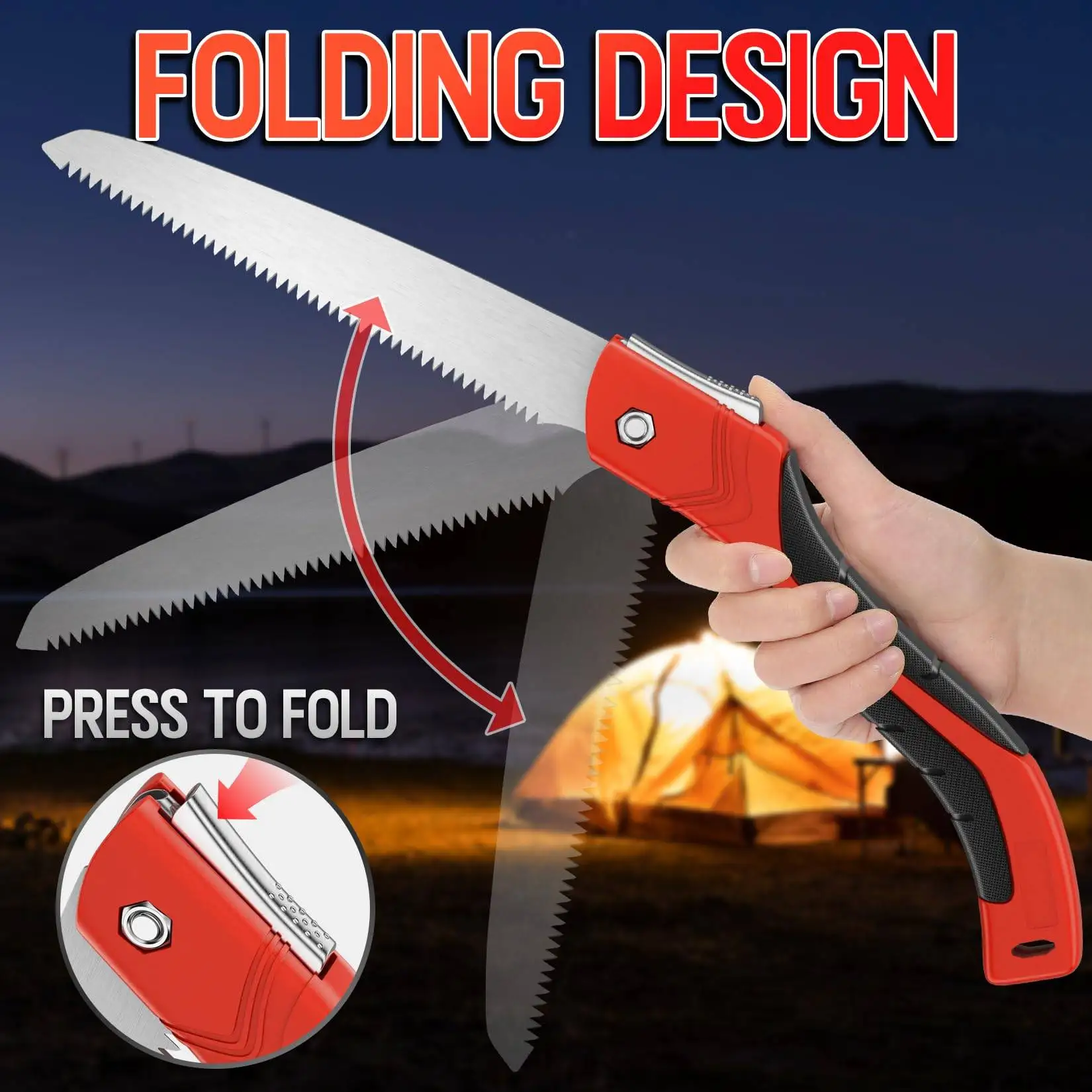 

2Pack Folding Saw, Hand Saw for Wood Cutting, Foldable Pruning Camping Survival Saw with Sk5 Blade, Camping Saw for Tree Trimmi