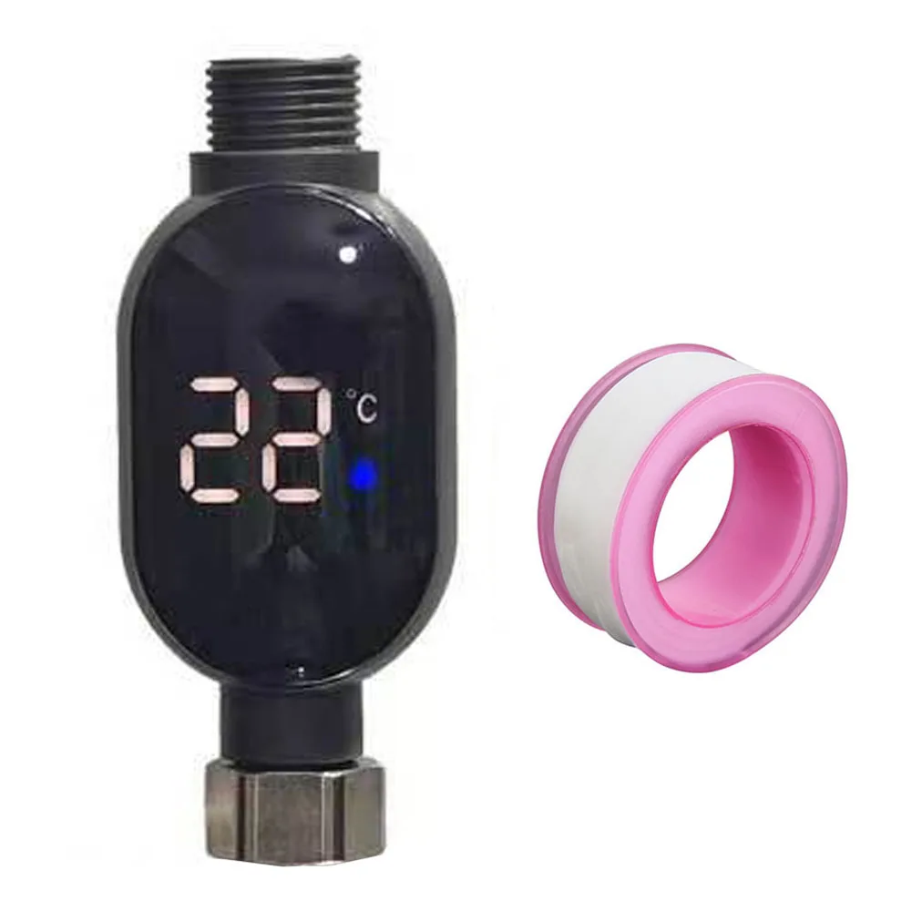 

1pc Shower Water Thermometer LED Display 0℃~99℃ Bath Thermostat Intelligent Touch Activation Temperature Measurement Bathroom