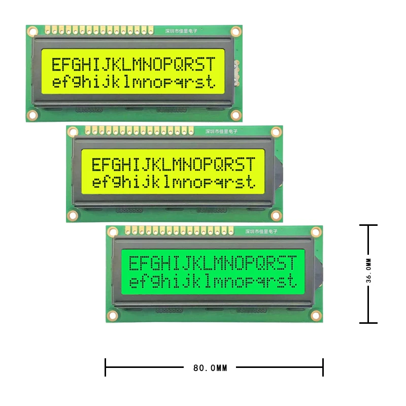 1602a-f 2X16 Lcd-Scherm 16X02 I2c Lcd-Module Hd44780 Drive Meerdere Mode Kleuren Zijn Beschikbaar 5.0V Of 3.3V Voeding
