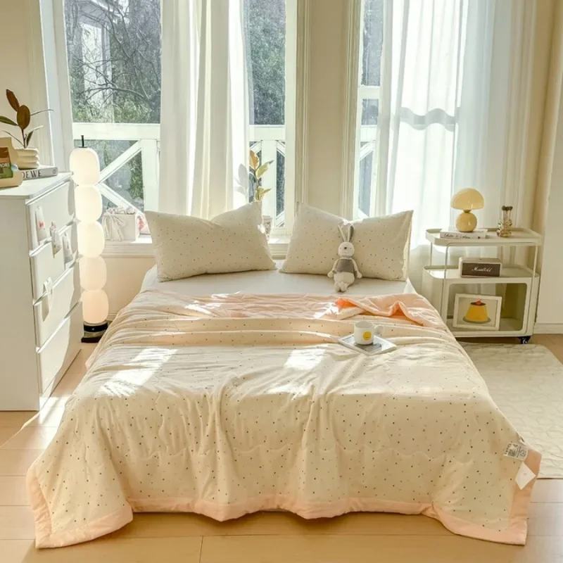 2025 جديد للاستخدام المنزلي سحابة محبوك لحاف من القطن لحاف صيفي بلون الطباعة مكيف الهواء لحاف صغير نمط جديد #5