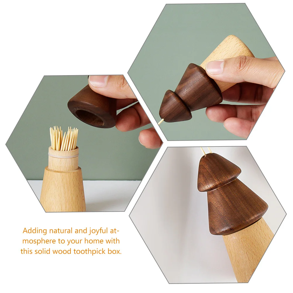 

Pine Tree Toothpick Holder Wooden Solid Wood Creative Toothpick Storage Box Household Container Dispenser
