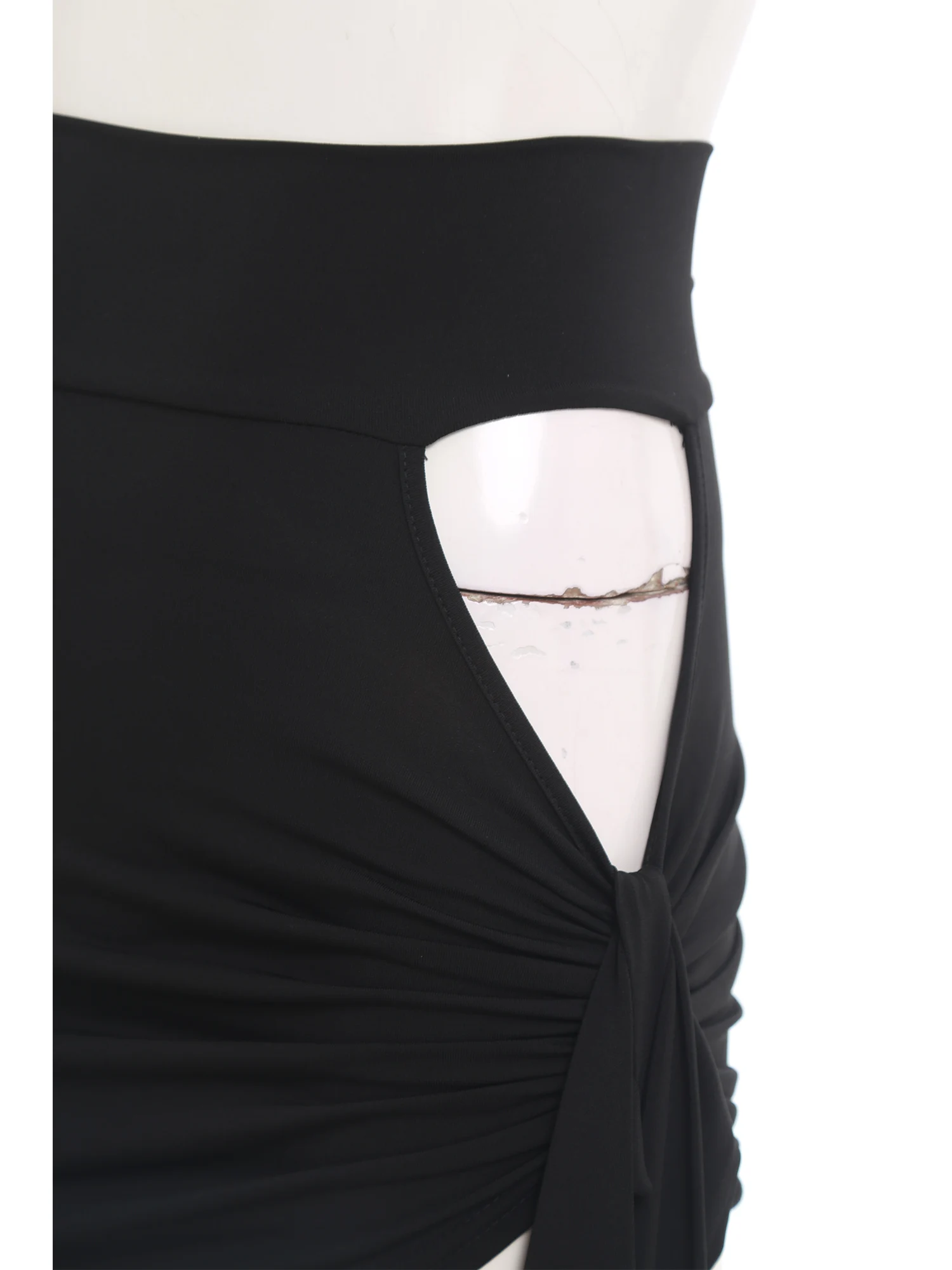 여성 라틴 댄스 Bodycon 스커트 스트랩 중공 불규칙한 밑단 하이 웨이스트 미니 스커트 삼바 차차 볼룸 댄스 공연