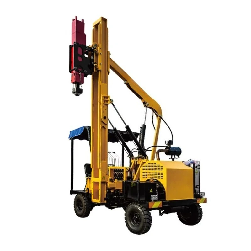 Hydraulic Guardrail Post Driver Highway Piling Rig For Road Safety Barrier Installation Traffic Fence Ramming Machine