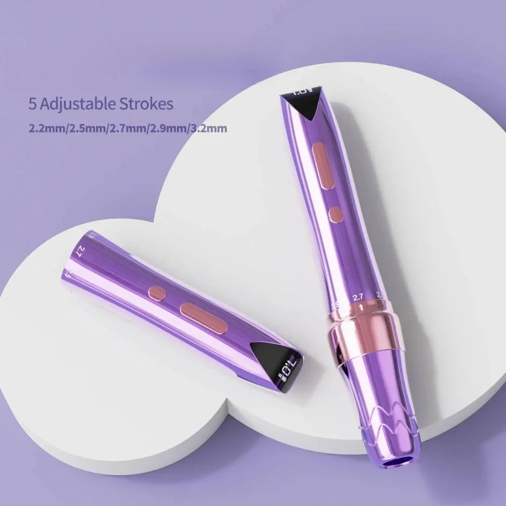 

Беспроводная тату-машинка с 5 режимами длины хода иглы 2.2-3.2 мм для перманентного макияжа профессиональных мастеров: брови, подводка для глаз, губы