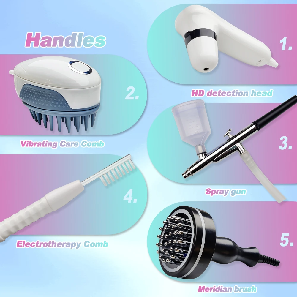 2025年最新 5 in 1 ヘア頭皮マッサージャー（スキンアナライザー付き）サロン スパ 薄毛ケア＆頭皮トリートメント LED育毛