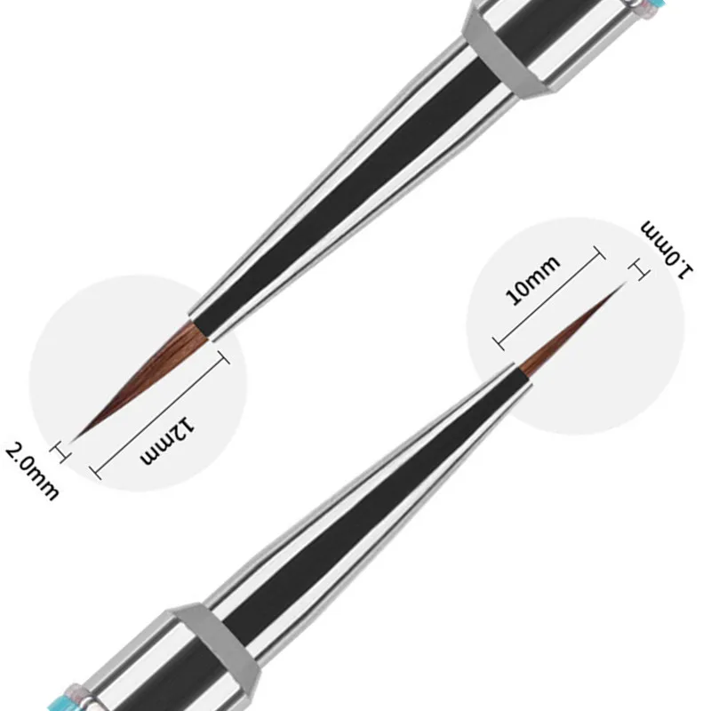 1Pc Metal Handle Kolinsky Nail Liner Brush Nail Painting Pen Acrylic UV Gel Brushes Crystal Manicure Tool Nail Brush