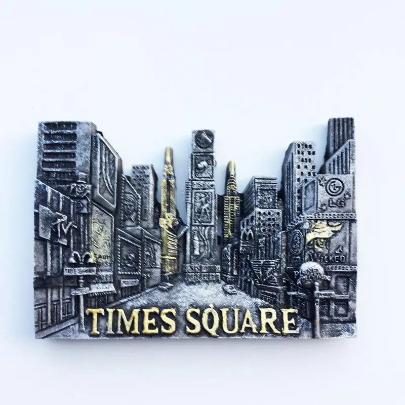 United States New York Landmark Times Square Travel Memorial Decoration Crafts Gifts 3D Painted Magnets Refrigerator Stickers