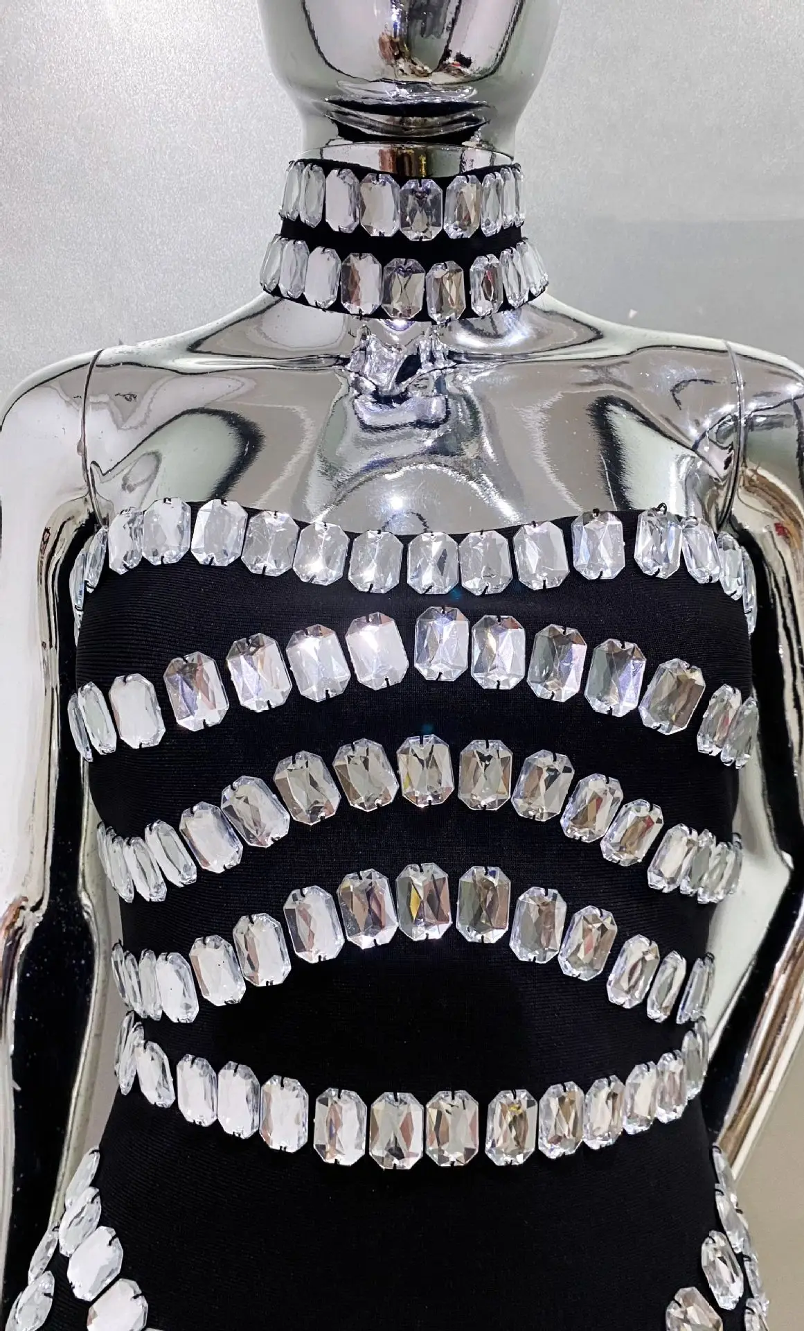 2026 새로운 봄 여성 섹시한 Strapless 큰 Crystak Bodycon 미니 붕대 드레스 목걸이 패션 축하 나이트 클럽 파티 드레스