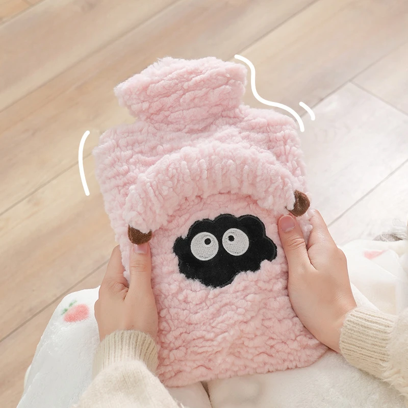 Hot Water Bottle Filling Large Cute Plush Cloth Cover To Warm Hands and Keep Warm PVC Water Filling Hot Water Bag