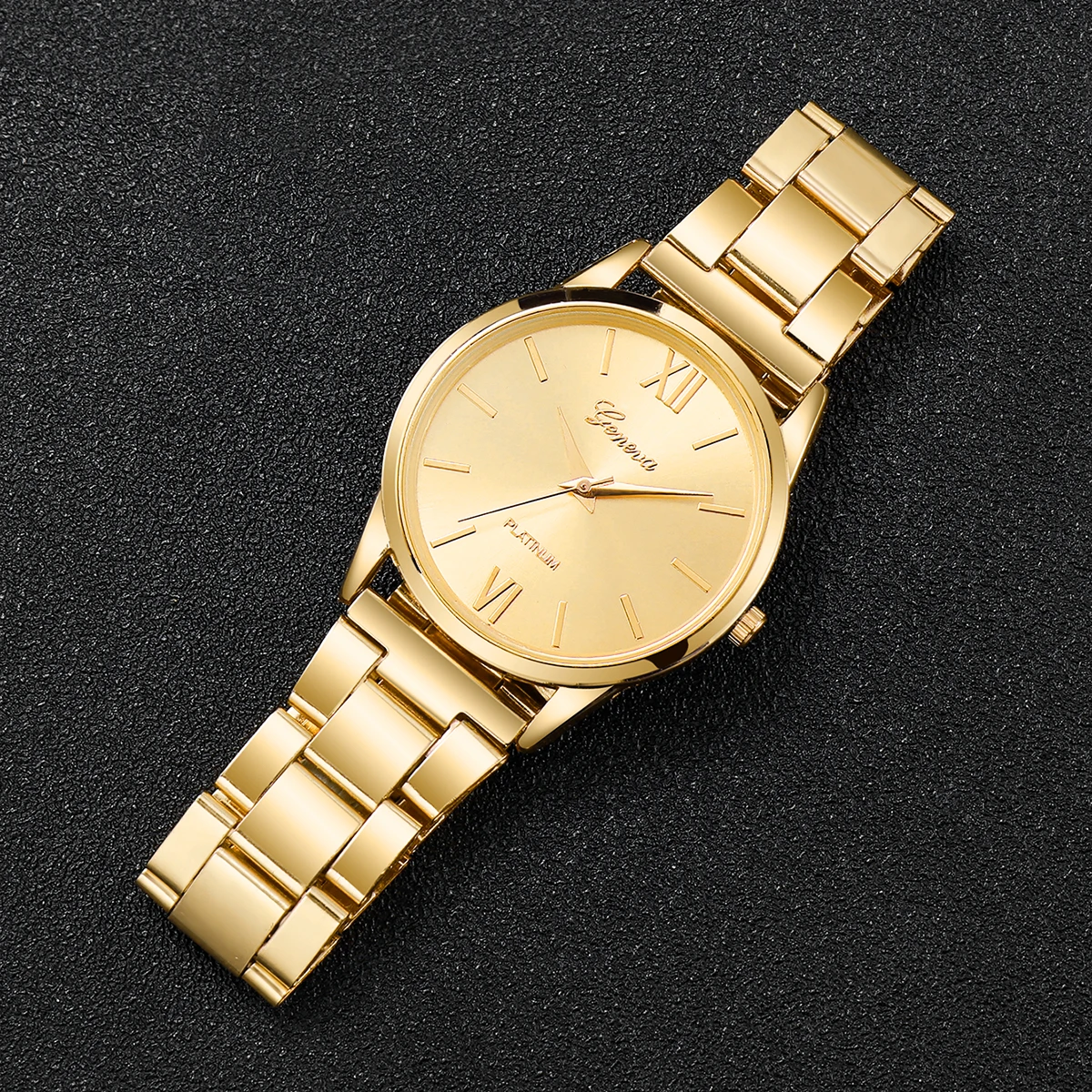 4 قطعة ساعات كوارتز نسائية فاخرة طقم مجوهرات موضة روما الهاتفي السيدات ساعة اليد Reloj Mujer (بدون صندوق)