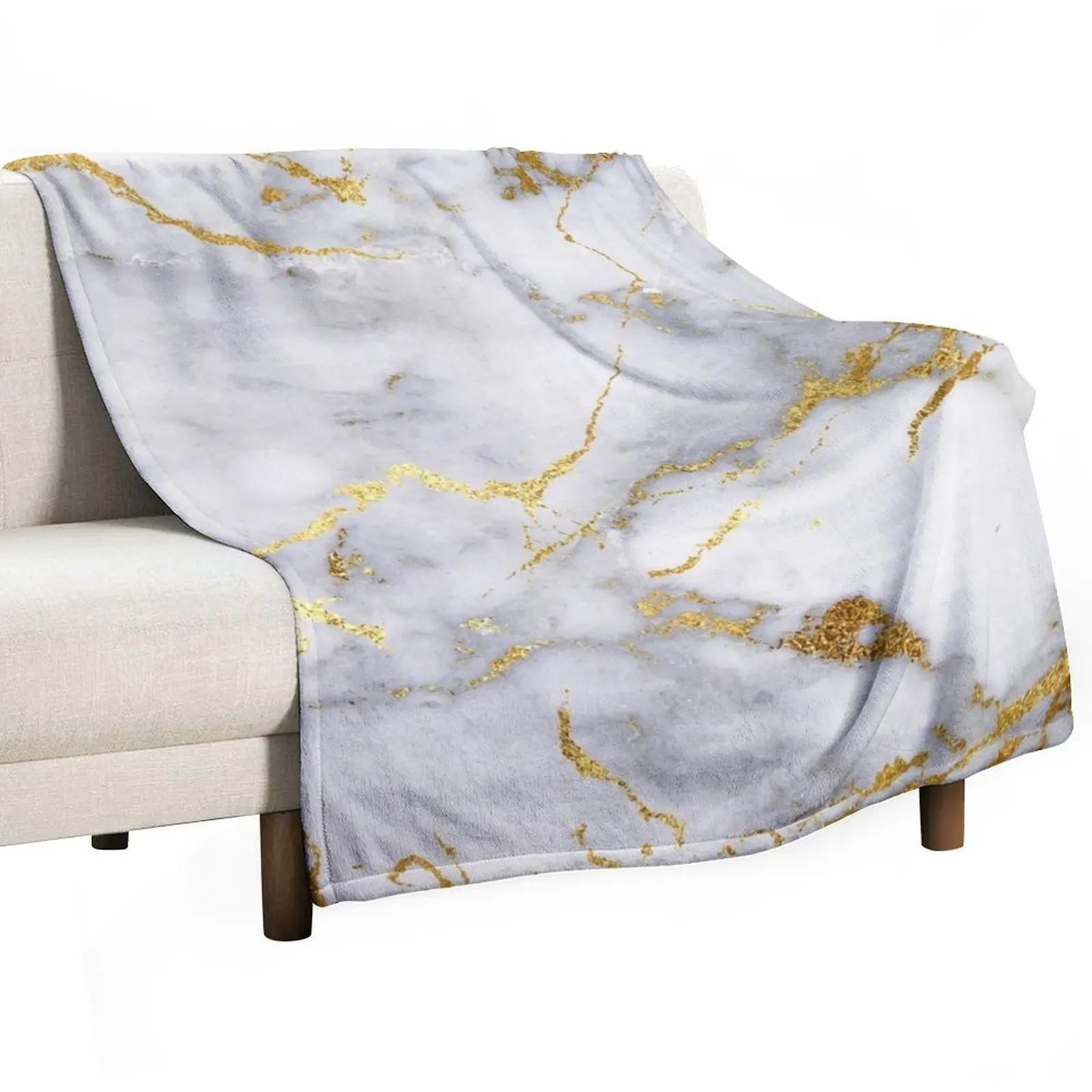 

Gold and Grey Marble Throw Blanket bed plaid Hairy Quilt Blankets