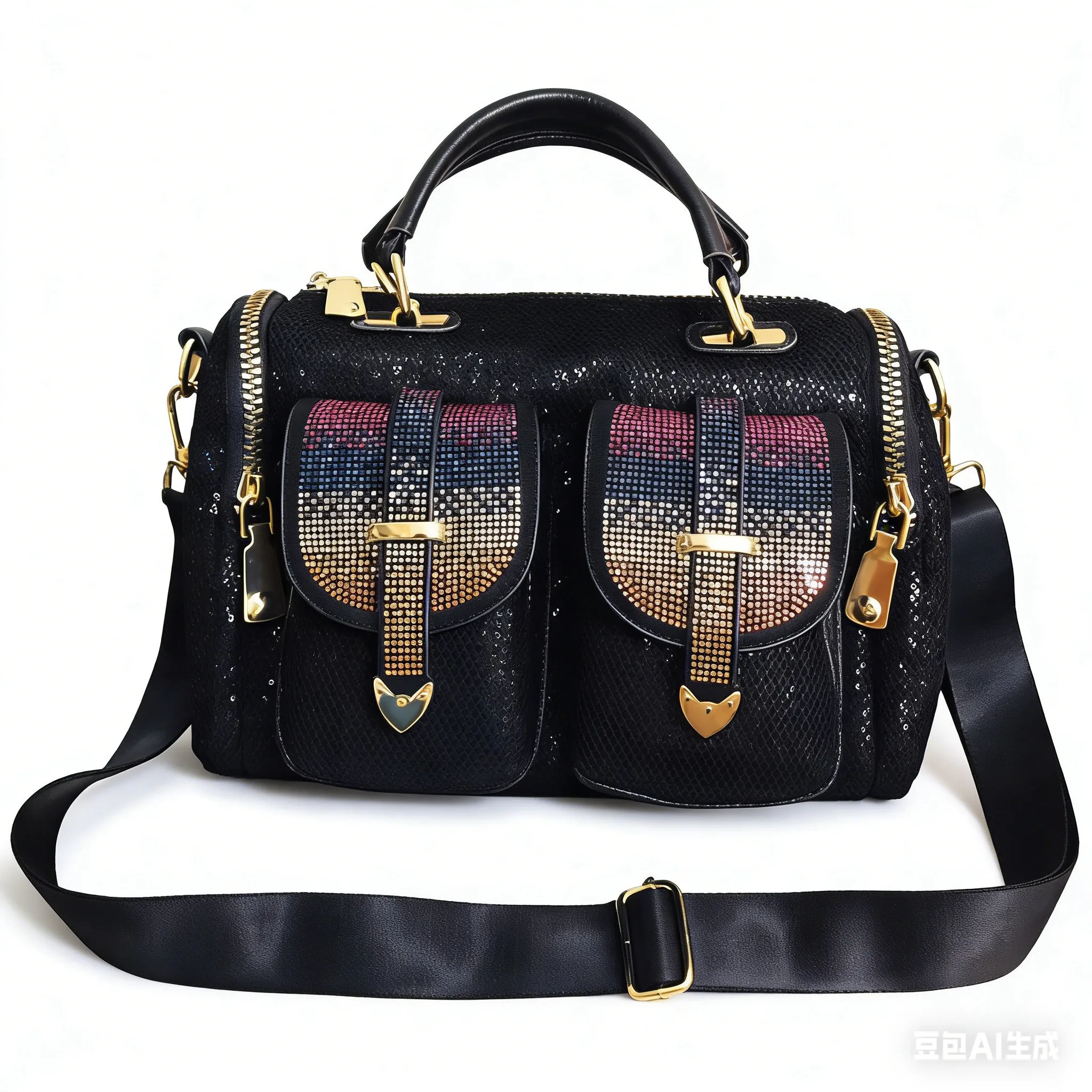 Moda feminina malha rede iridescente paillette strass saco do mensageiro senhora casual brilhante bolsos de escritório bolsa portátil