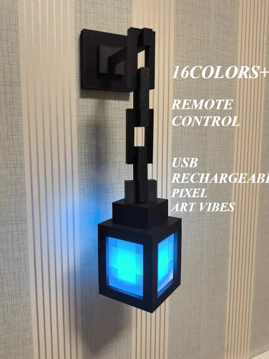 Pixel Style Night Light Portable Lantern Tabletop Ornament 16 Colors Lantern DIY Interior Decoration Festival Atmosphere Light