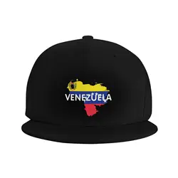 Venezuela Map with Flag Hat Casual Fashion Flat Bill Baseball Cap Adjustable Trucker Hats for Men and Women Black