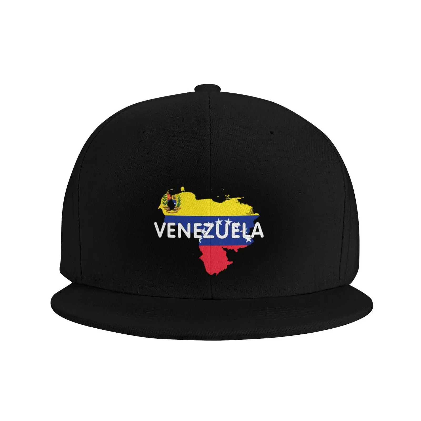 Venezuela Map with Flag Hat Casual Fashion Flat Bill Baseball Cap Adjustable Trucker Hats for Men and Women Black