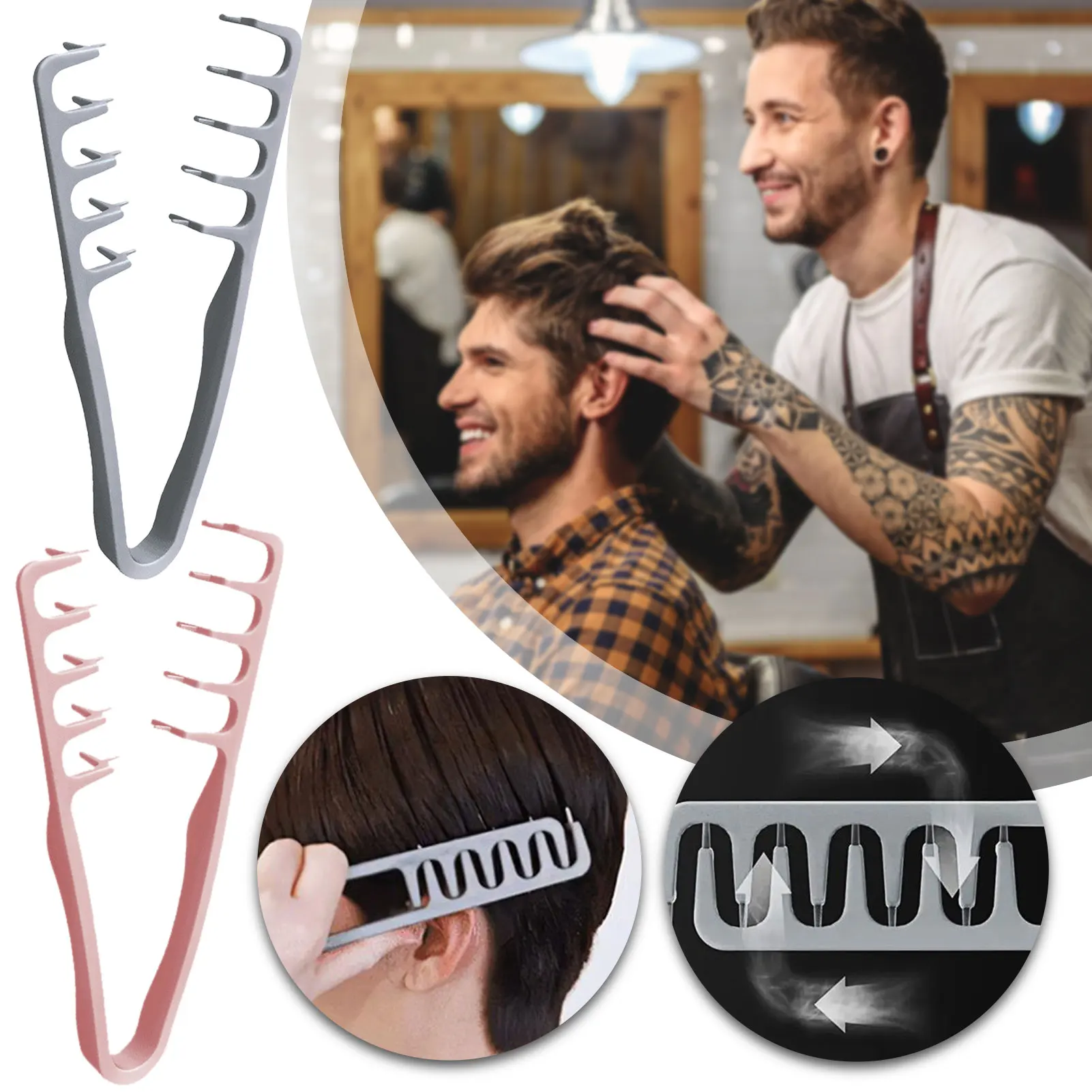 Volumizing Wide-Tooth Hair Styling Comb Curling Tools Fluffy Texture for Men Ideal for All Hair Types Hairstyling Tools