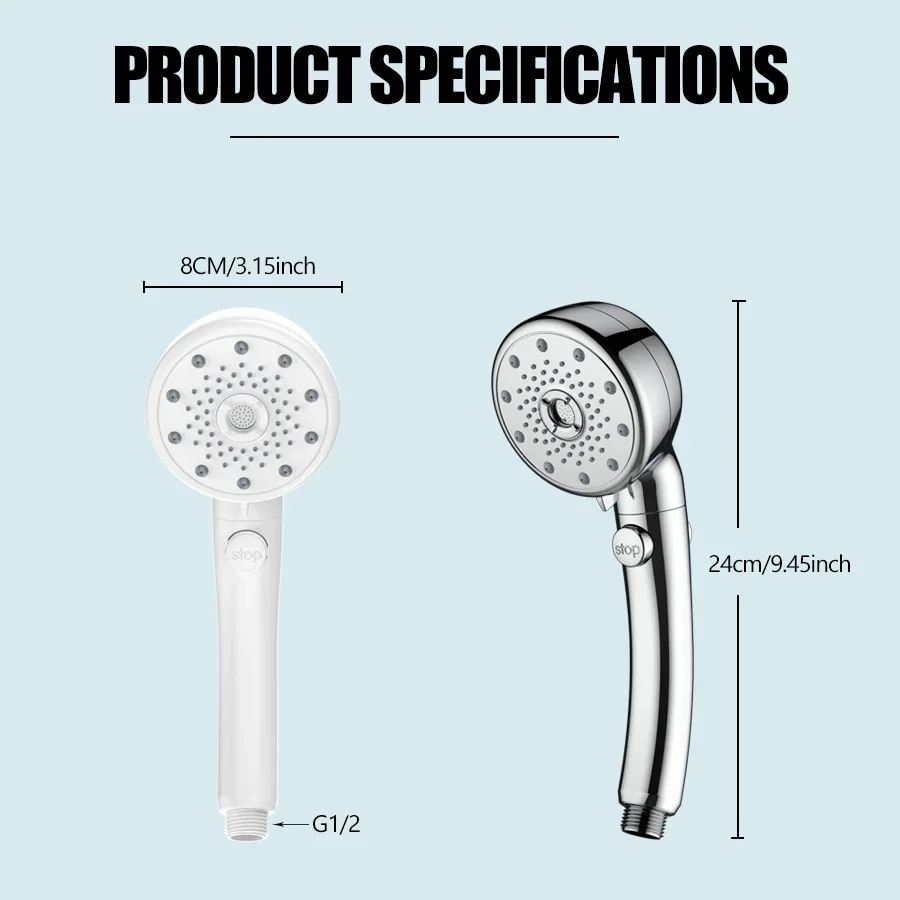 Nano-Bubble Shower, 5 Modes, Handheld Water Stopper, Pressure Boosting Function, Water-Saving Design Shower image 6