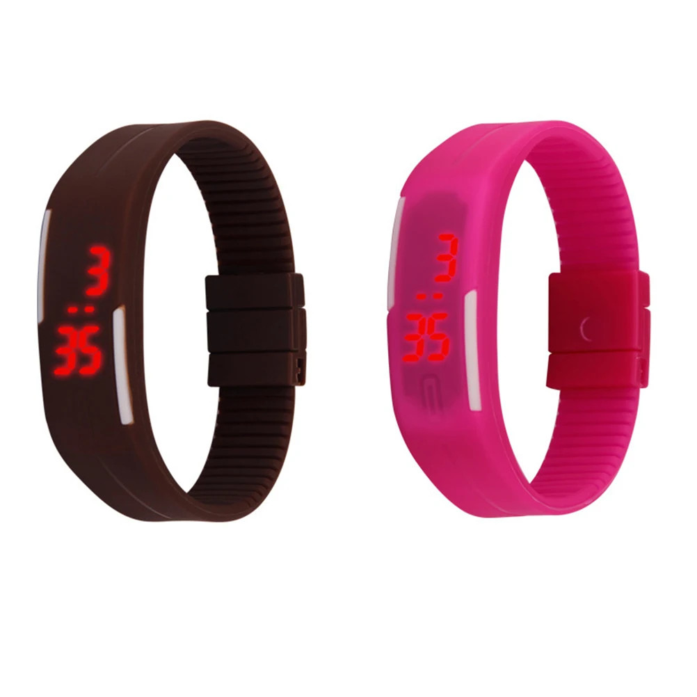 

Touch Bracelet with LCD Display Rosy Silicone Band for Kids Daily Waterproof Voice Function Wristband