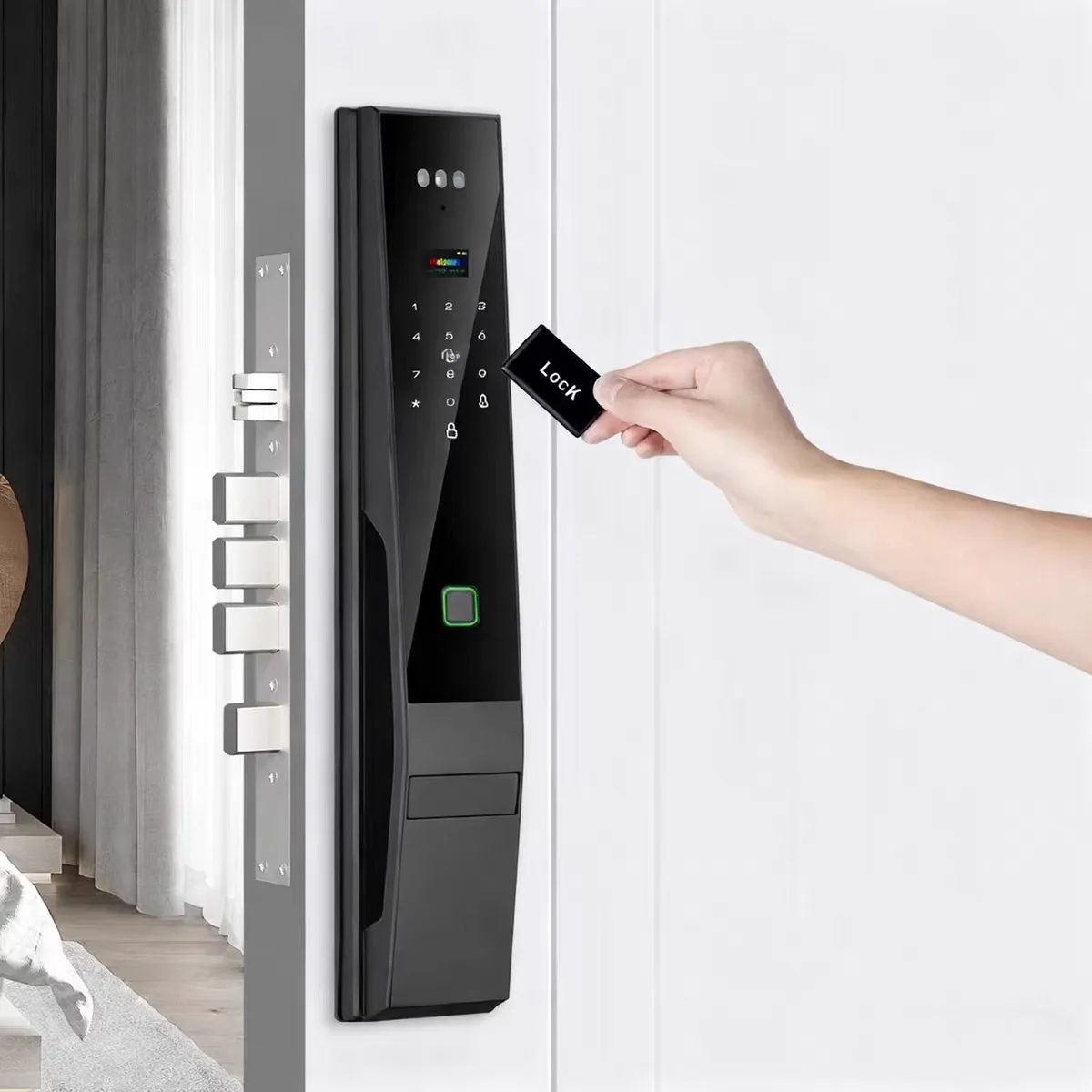 Video Phone Locks Compatible Intercom Front Wifi Fingerprint Digital Camera Metal 3d Face Unlock Recognition Smart Door Lock