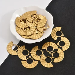 10pcs Original Brass hollow fan-shaped single hole double-sided embossed necklace earrings DIY jewelry accessories