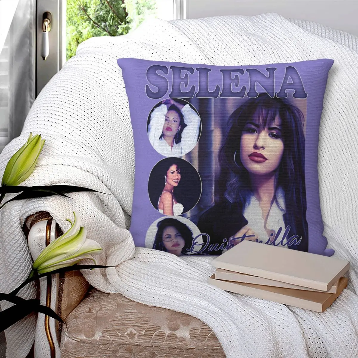 Lady Singer Retro Music Tour 90s Selena Quintanilla Pillowcase Printing Cushion Cover Decorative Throw Pillow Case Cover Home