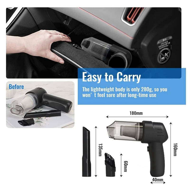 เครื่องดูดดูดแรงสูง9000PA สำหรับสำนักงานบ้านทำความสะอาดรถสัตว์เลี้ยงแบบชาร์จ USB ได้เครื่องดูดฝุ่นแบบมือจับขนาดเล็ก