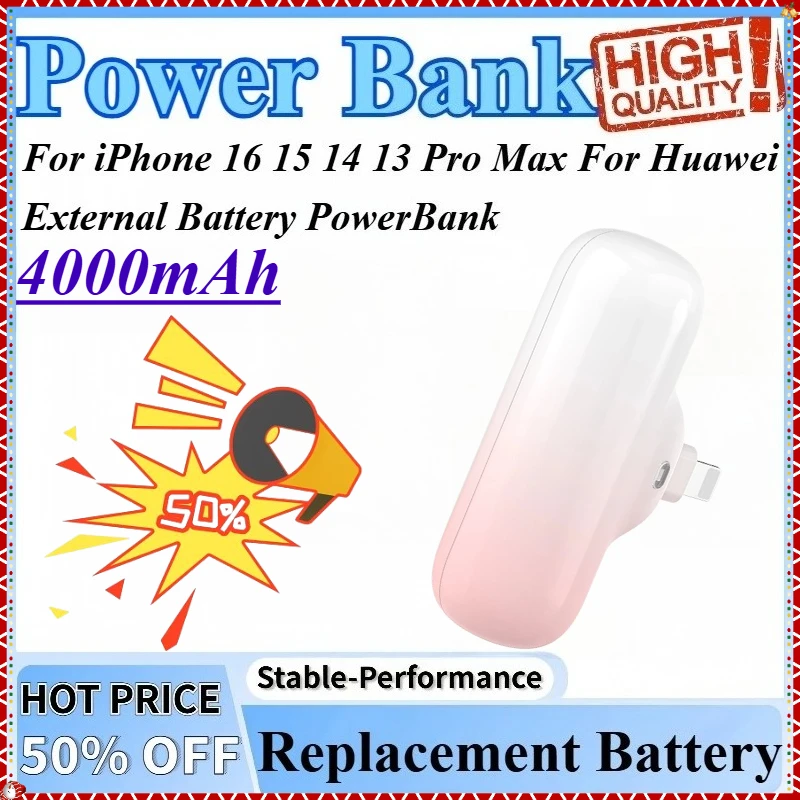 

4000mAh Mini Power Bank Portable Type-C Charger For Huawei External Battery PowerBank For iPhone 16 15 14 13 Pro Max