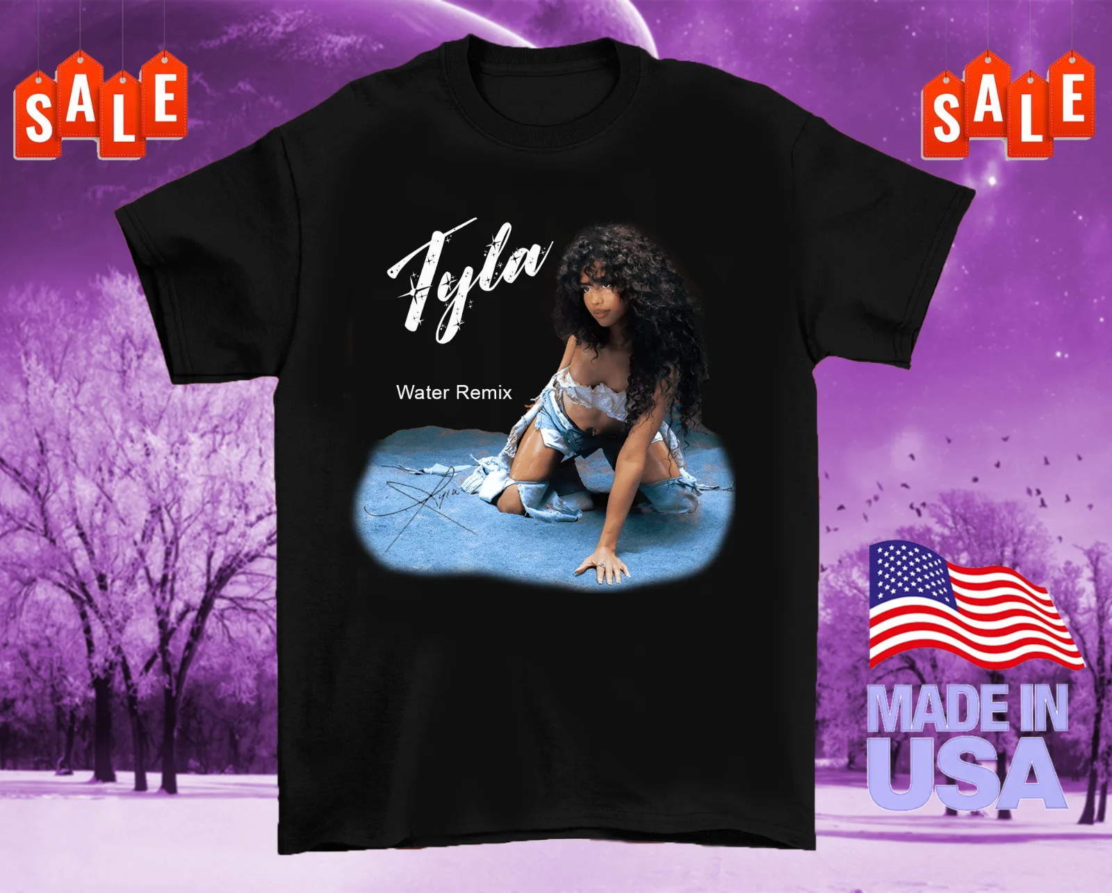 

Tyla Singer Water Song signature Short Sleeve Unisex T-Shirt All Size S To 5XL