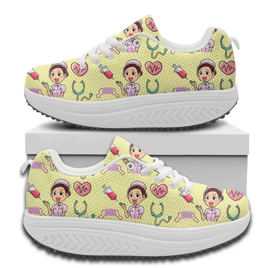 

Kawaii Cute Nurse Girl Love Heart Stethoscope Print Autumn Winter Tennis Shoes Shock Absorption Lightweight Breathable Sneakers