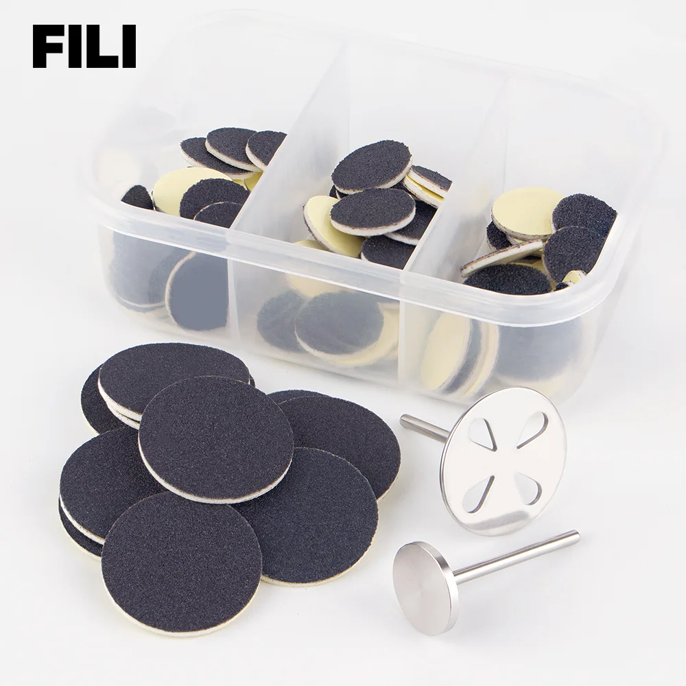 

FILI 60PCS Pedicure Sandpaper With Metal Disk Shaft Set For Foot Dead Skin Remover Feet Care Tools Replaceable Sanding Paper