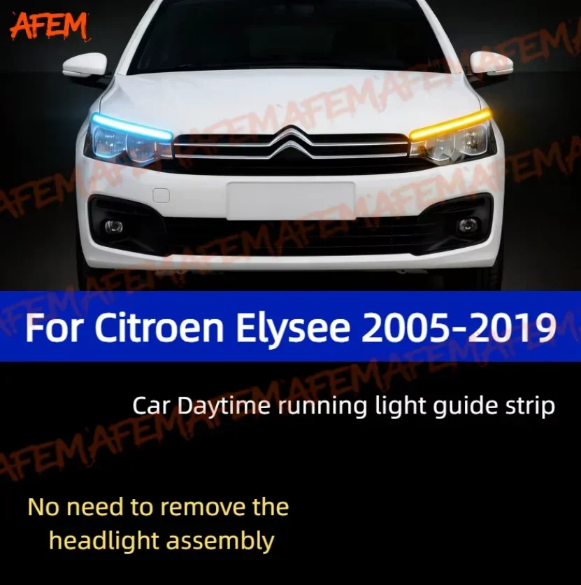

For Citroen Elysee 05-19 Daytime Running Light Guide Strip Auto LED DRL Daytime Running light Flexible Decorative Ambient Lamp