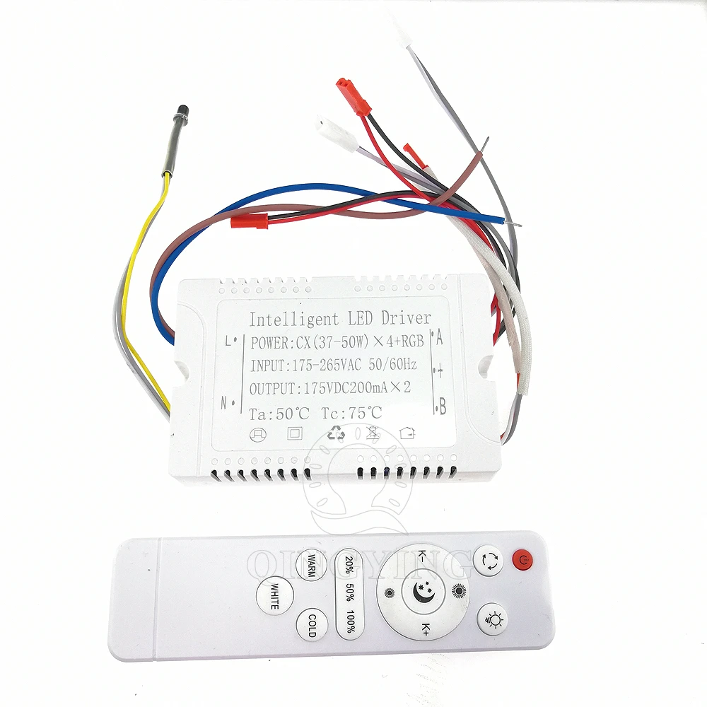 1pcs 37-50Wx4+RGB Intelligent LED Driver With Infrared Remote AC175-265V DC175V Lighting Transformer For Chandelier LED Tape
