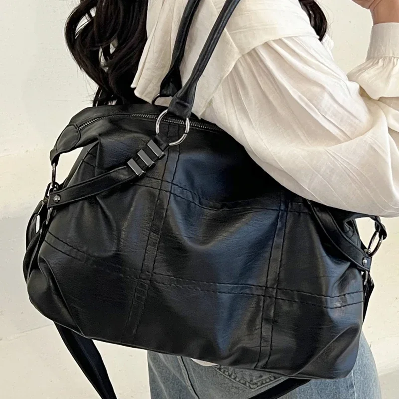 Women\'s Black Commuter Shoulder Bag Delicate Quilted Large Capacity Female Tote Handbag Quality Pu Leather Ladies Crossbody Bags