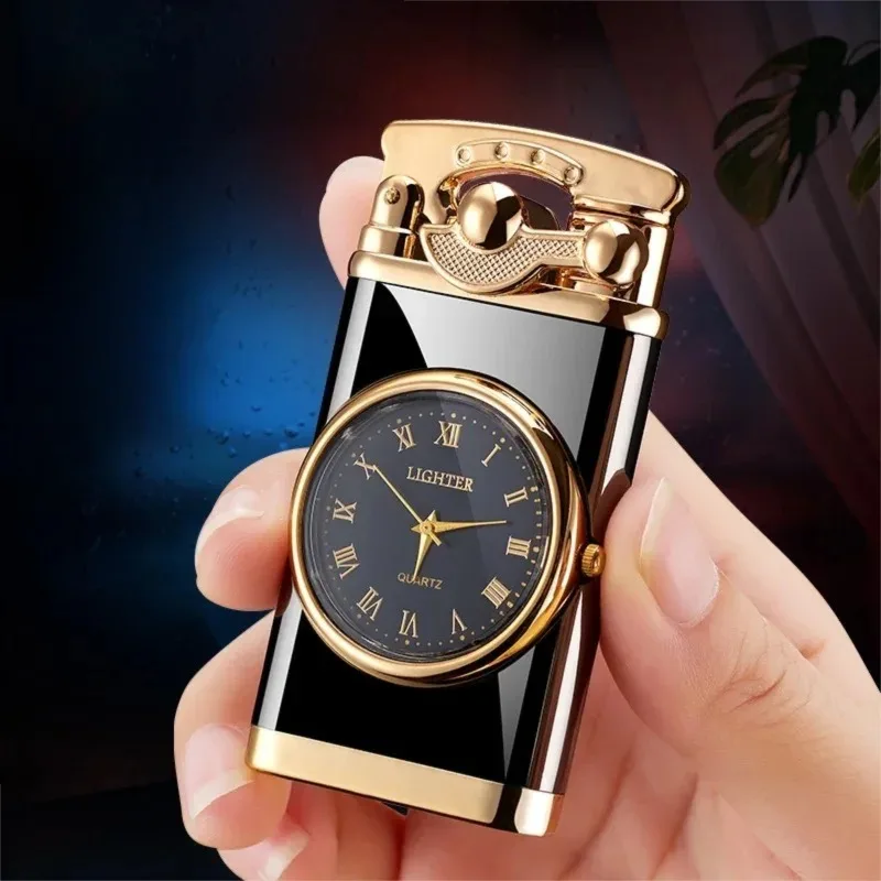 2026 Rocker Arm Dial Metal Gass Lighters Jet, Butane Torch, Real Watch Lighter, Cigarette Cigar Lighter, Smoking Gadgets for Men